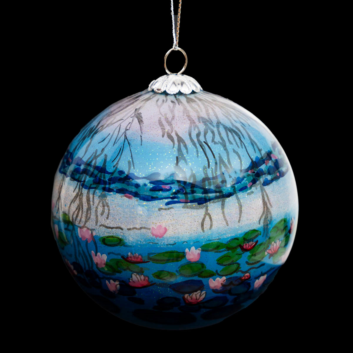 Boule de Noël Claude Monet, Nympheas (nuit) (détail)