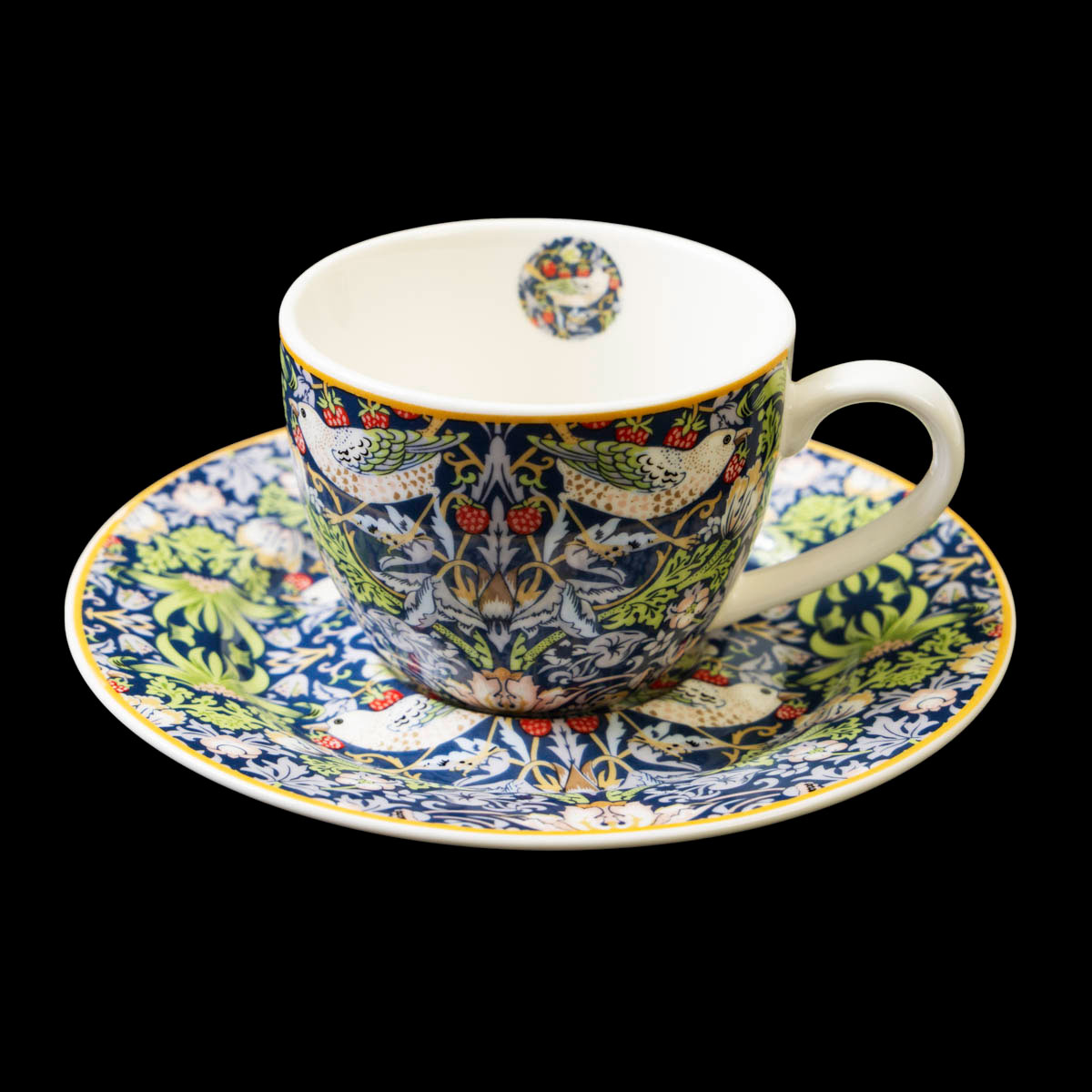 Duo tasses à expresso & sous-tasses William Morris, Strawberry Thief Blue (détail n°3)