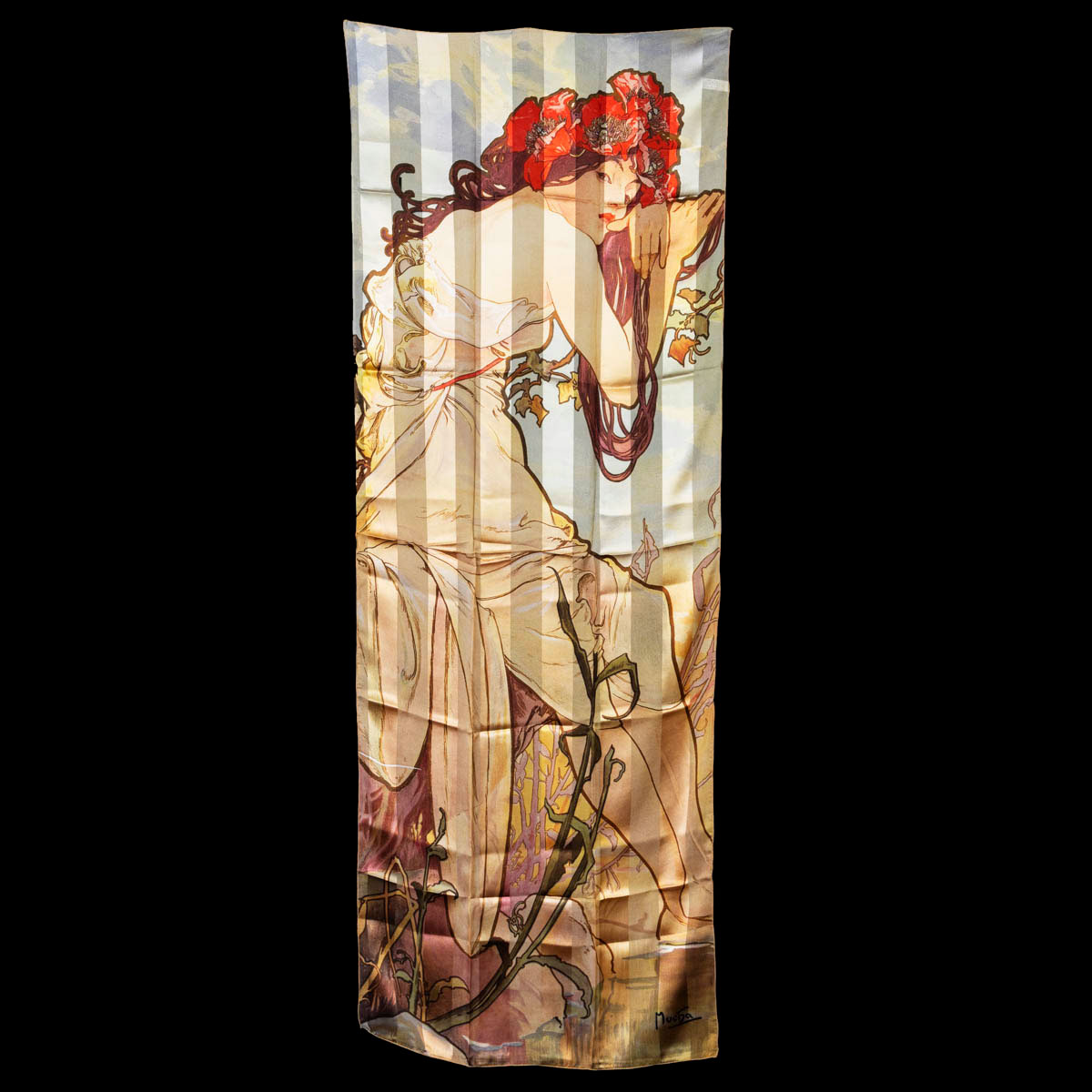 Silk scarf by Alphonse Mucha: Summer (unfolded)