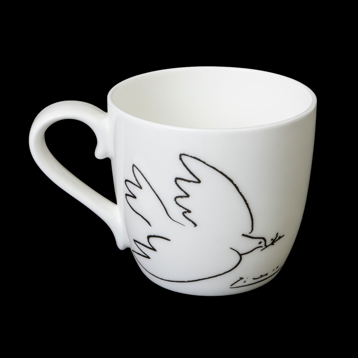 Pablo Picasso cup - The Dove of Peace (black and white) (detail n°1)
