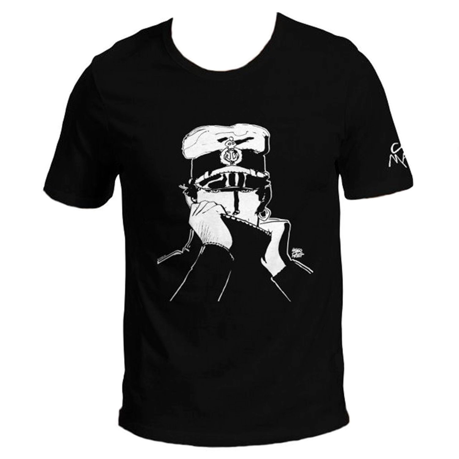 T-shirt Hugo Pratt - The sailor (Corto Maltese), short sleeves, black