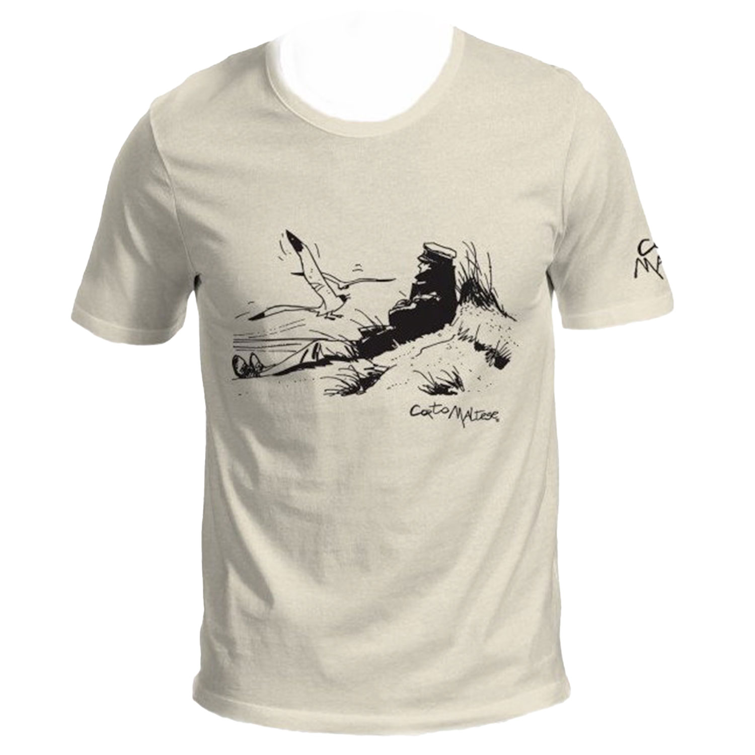 T-shirt Hugo Pratt - Marin sur la dune (Corto Maltese), manches courtes, écru