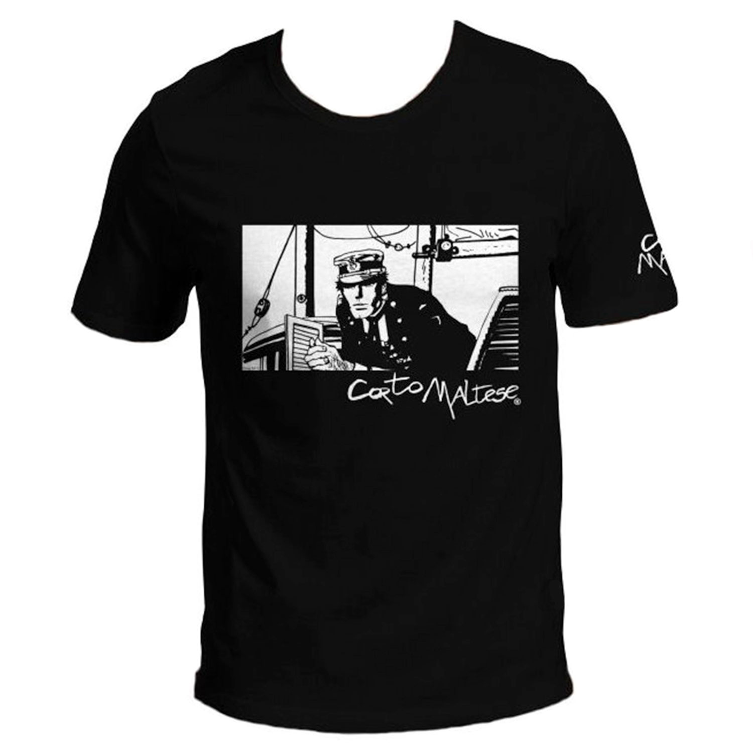 T-shirt Hugo Pratt - Port Ducal (Corto Maltese), black, short sleeves