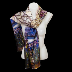 Pañuelo foulard Tiffany : Lirios y Magnolias - 100% seda