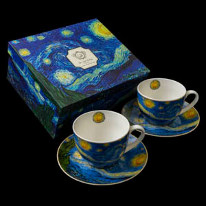 Duo tasses à thé & sous-tasses Vincent Van Gogh, La nuit étoilée