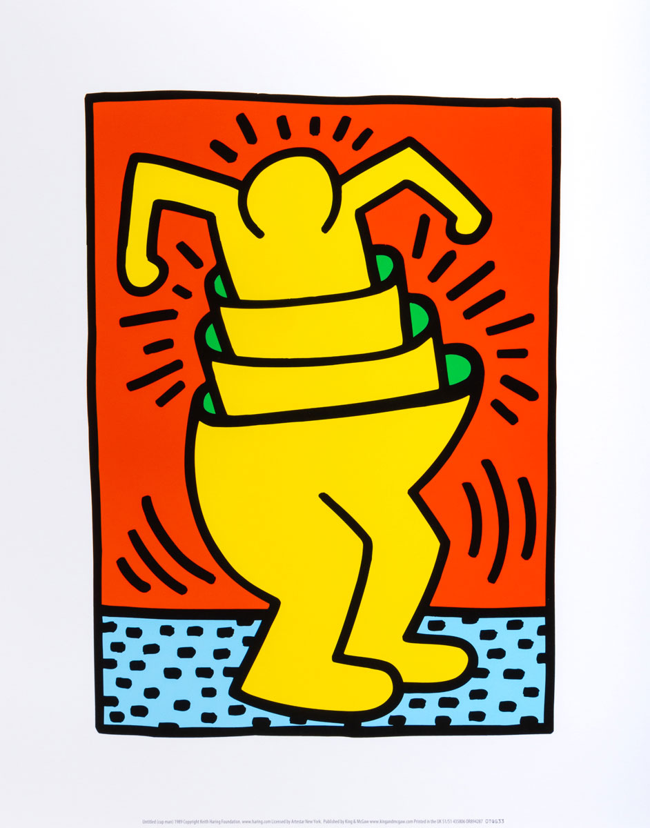 Lámina de Arte Keith Haring : Untitled, 1989 (Cup Man) - Lámina