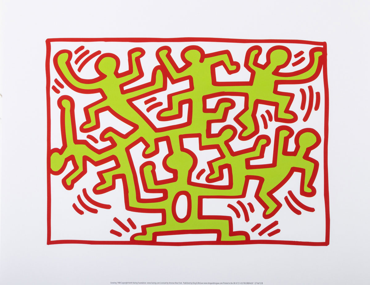 Lámina de Arte Keith Haring : Growing II, 1988 - Mostrar