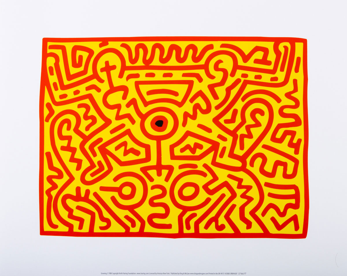 Lámina de Arte Keith Haring : Growing III, 1988 - Lámina