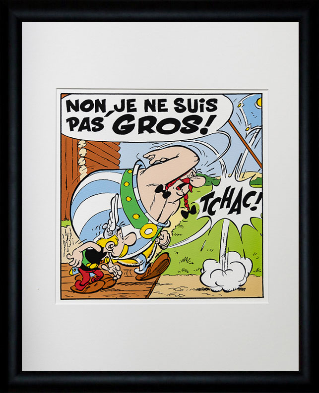 Digigraphie encadrée Uderzo : Je ne suis pas gros - 40 x 50 cm - Estampe encadrée