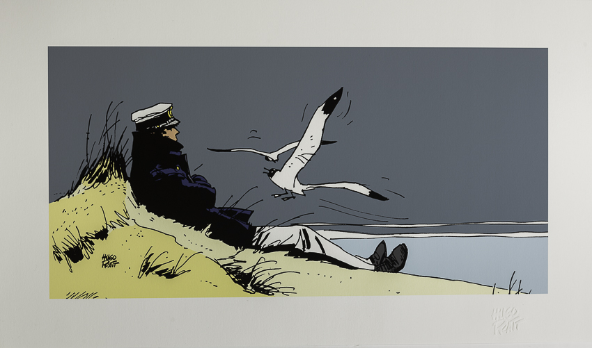 Hugo Pratt Fine Art Pigment Print - Corto Marin sur la dune - Print 60 x 35 cm