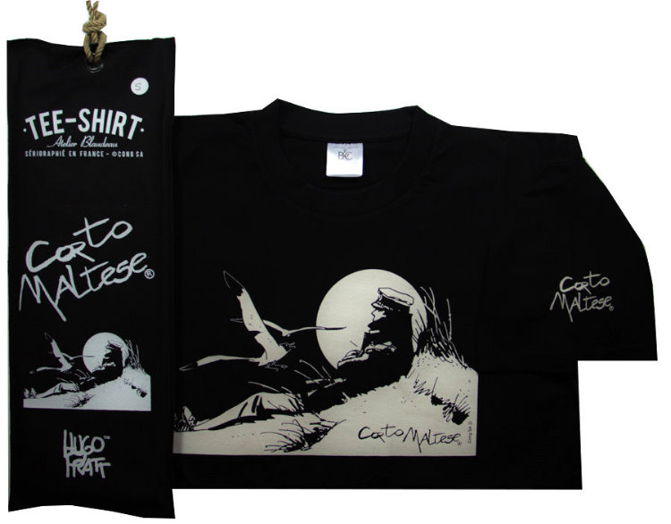 T-shirt Hugo Pratt - Marin sur la dune (Corto Maltese) - Noir - Taille S