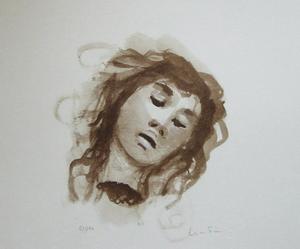 Lithographie originale signée et numérotée de Leonor Fini : Dernier soupir