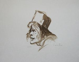 Lithographie originale signée et numérotée de Leonor Fini : L'homme des bois