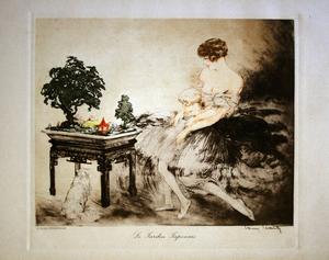 Louis Icart: Color etching and aquatint: The Japanese Garden