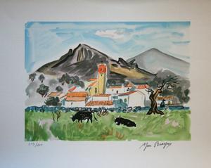 Litografia originale Yves Brayer : Paesaggio di Camargue