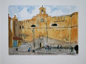 Litografia originale Yves Brayer : La façade du Donjon de Bastia