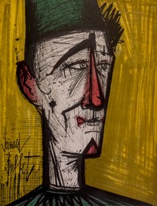 Lithographie originale de Bernard Buffet : Jojo le clown