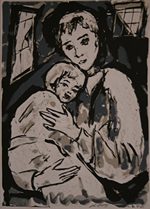 Henry D'Anty : Original Lithograph : Mother and child