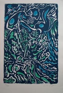 André Masson : Original Lithograph : Blue composition