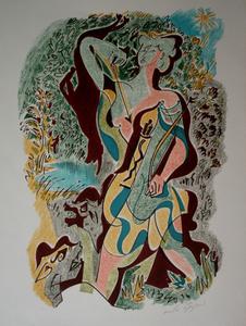 Lithographie originale signée et numérotée de André Masson : Les sonnets de Louise Labé (1972)