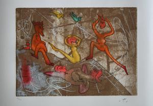 Gravure originale signée et numérotée de Roberto Matta : Etre Ange