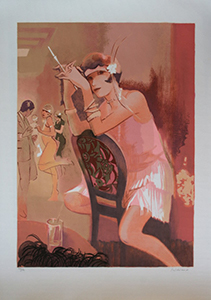 Bernard PELTRIAUX : Original Lithograph : The cigarette holder