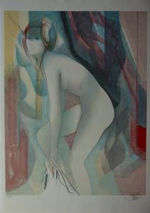 Jean-Baptiste Valadié : Original Lithograph : Undressing