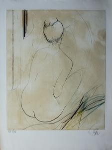 Jean-Baptiste Valadié : Original Etching : Back sitting