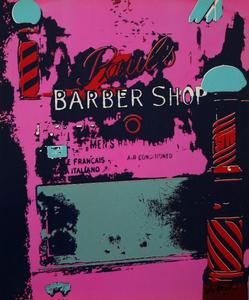 Alain VALTAT : Serigraph on a very beautiful thick and heavyweight satin and vernish finished paper : Barber Shop