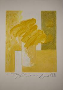 Jean Marie Zacchi Original Lithograph : The yellow bouquet