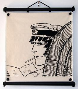 Serigrafía sobre panel decorativo mural : Hugo Pratt - Corto Maltese, Lectura