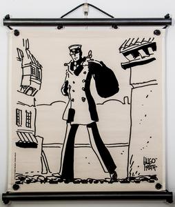 Sérigraphie sur panneau mural Hugo Pratt, Corto Maltese, Partir