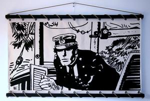 Sérigraphie sur panneau mural Hugo Pratt, Corto Maltese, Port Ducal (Ecru)