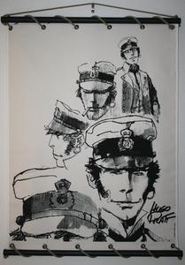 Serigrafía sobre panel decorativo mural : Hugo Pratt - Corto Maltese, Croquis