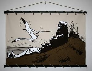 Sérigraphie sur panneau mural Hugo Pratt, Corto Maltese, Corto Marin (écru)