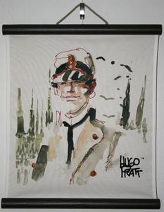 Serigrafía sobre panel decorativo mural : Hugo Pratt - Corto Maltese, Milano