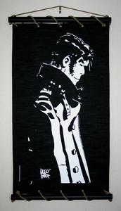 Serigrafía sobre panel decorativo mural : Hugo Pratt - Corto Maltese, Le Penseur (Negro)