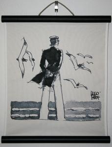 Serigrafía sobre panel decorativo mural : Hugo Pratt - Corto Maltese, Rendez-vous