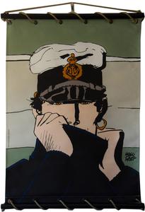 Serigrafía sobre tela : Hugo Pratt - Corto Maltese, Corto pour Dior (verde)