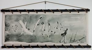 Serigrafía sobre panel decorativo mural : Hugo Pratt - Corto Maltese, La playa