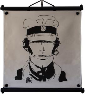 Serigrafía sobre tela : Hugo Pratt - Corto Maltese, Visage