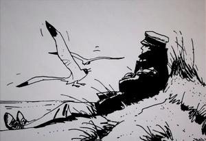 Reproduction sur toile Corto Maltese, Corto Marin sur la dune